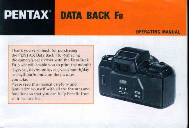 PENTAX Fb DATA BACK manual cover
