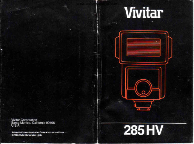 Vivitar 285HV flash manual cover