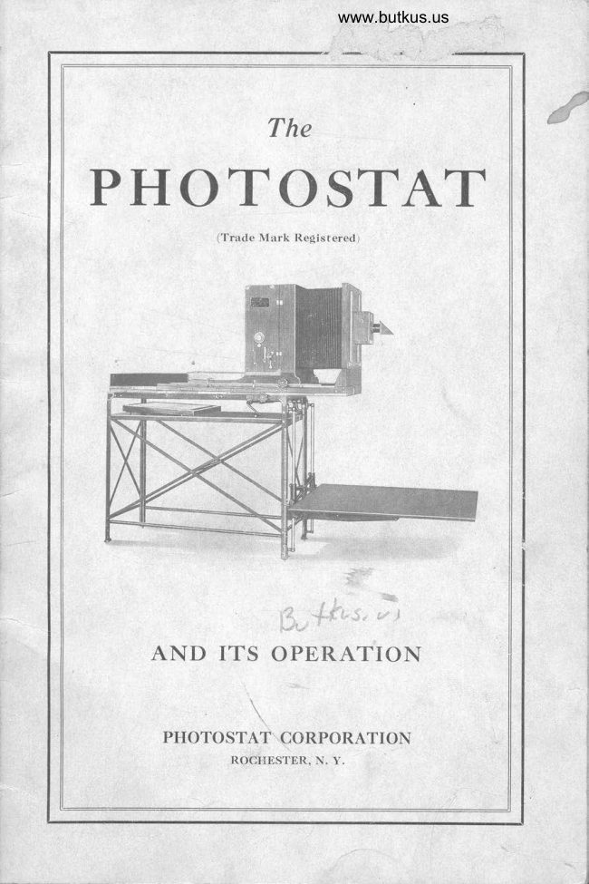 Photostat camera manual cover