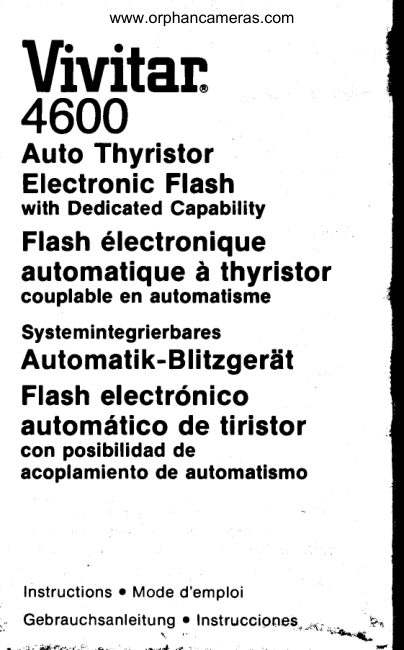 Vivitar 4600 Flash manual cover