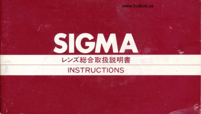 SIGMA Lens Instructions / Specifications focus lenses manual cover
