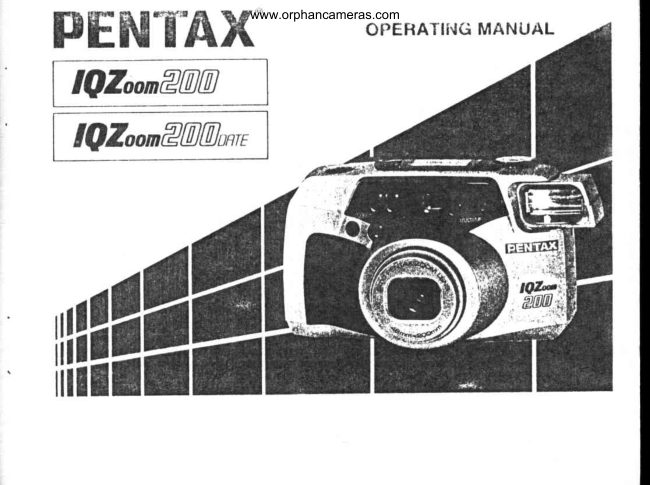 Pentax IQZoom 200 / IQZoom 200 date manual cover