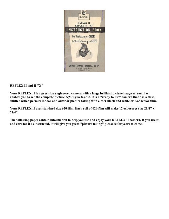 US Camera Reflex II / II X manual cover