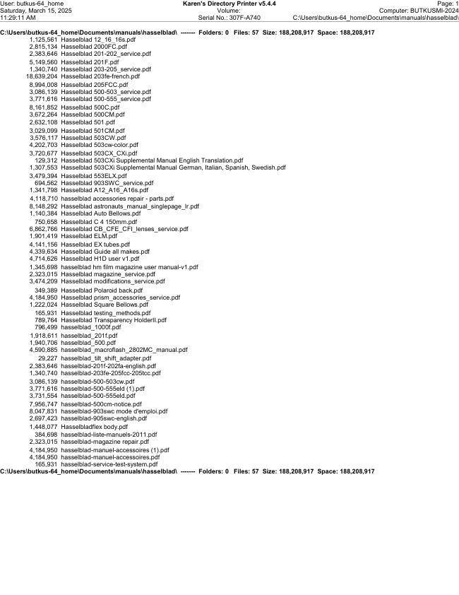 Hasselblad — offline archive information manual cover