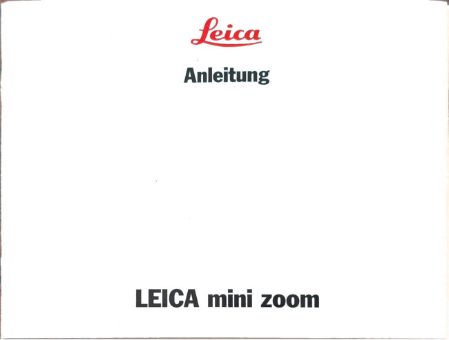 Leica Mini Zoom manual cover