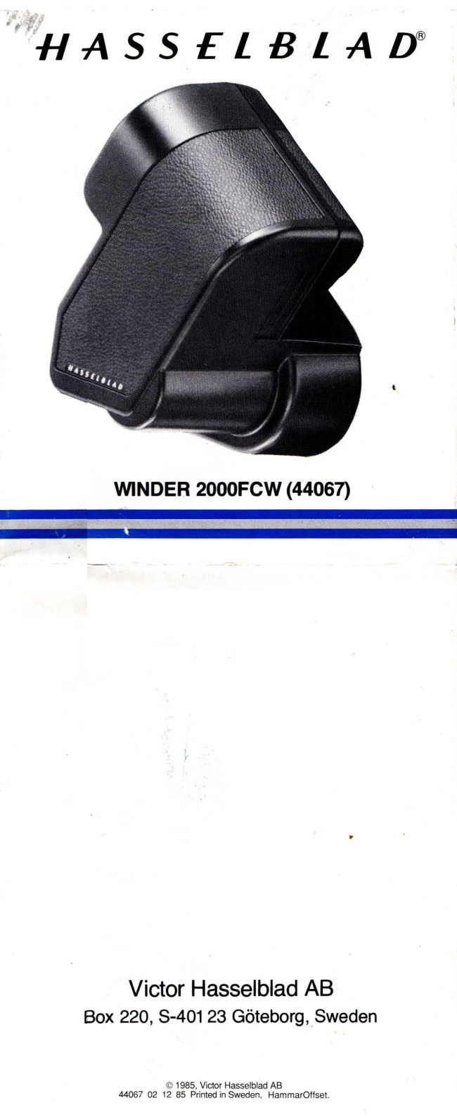 Hasselblad 2000FCW manual cover