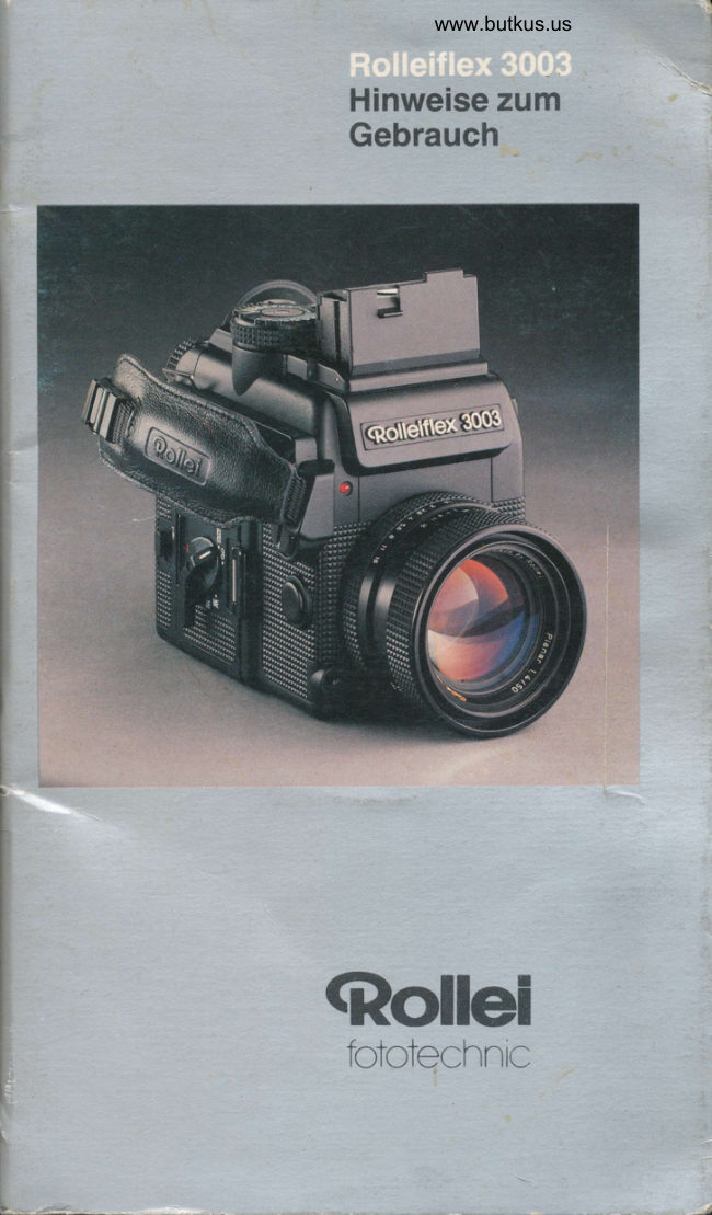 ROLLEIFLEX 3003 Henweise zum Gebrauch Pt. 1 manual cover
