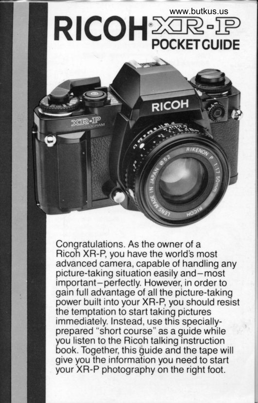 Ricoh XR-P Pocket Guide - - Direct manual cover