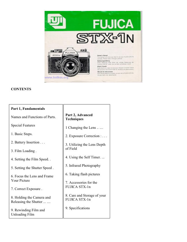FUJICA STX-1n manual cover