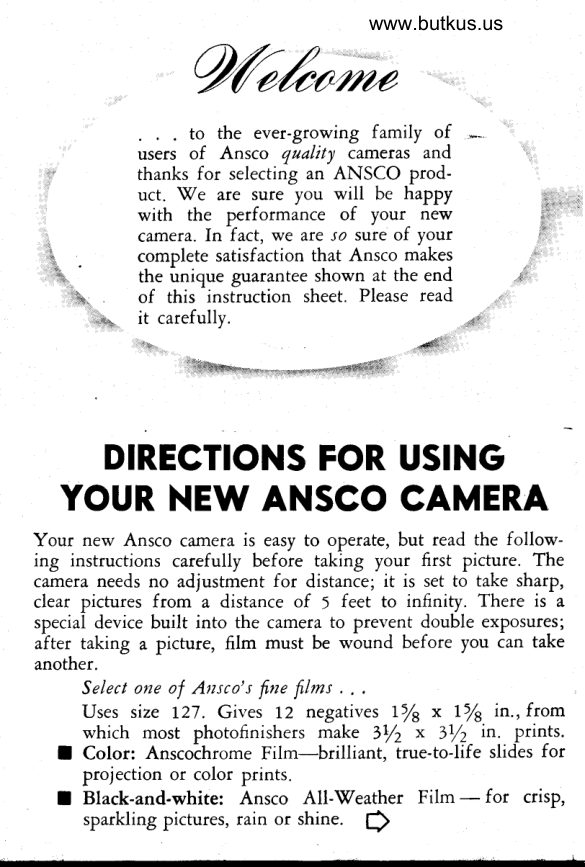 Ansco 127 manual cover