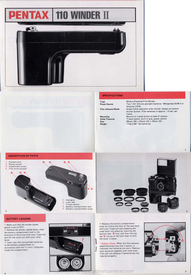 Pentax Auto 110 Winder 2 manual cover