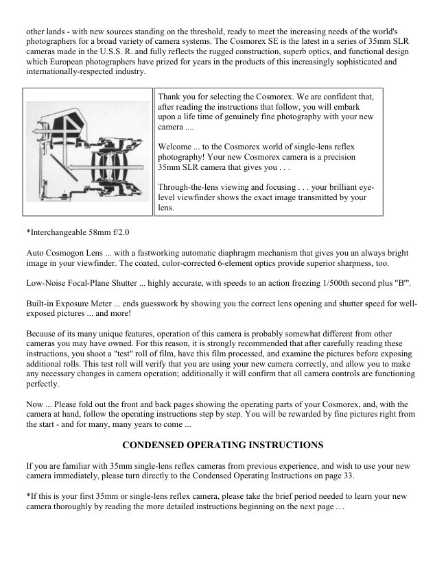 Cosmorex SE manual cover