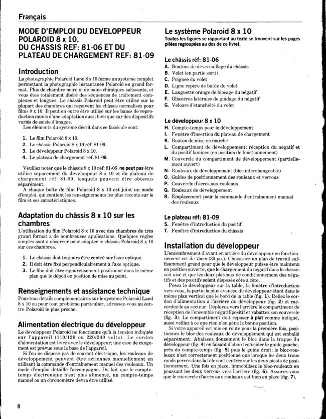 Polaroid 8X10 processor manual cover