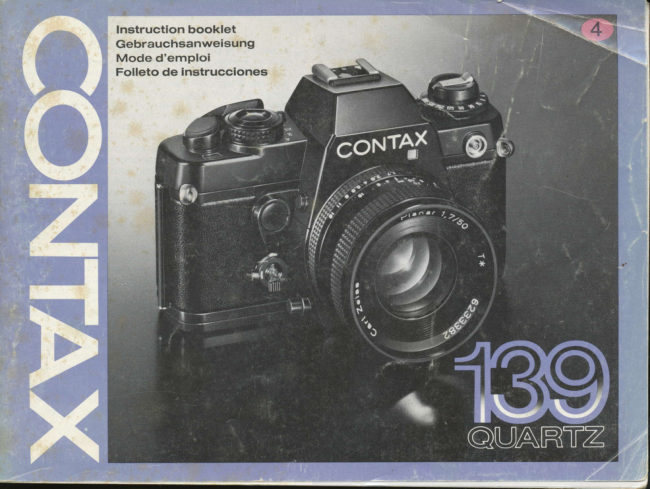 Contax 139 Quartz 2 manual cover