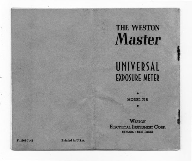 Weston Model 715 Master Universal manual cover