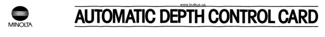 Minolta Depth Control Card manual cover