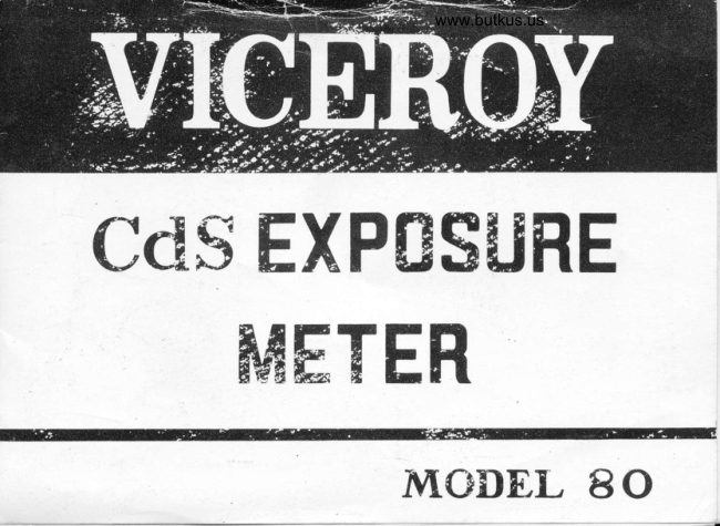 VICEROY CDs exposure meter Model 80 manual cover