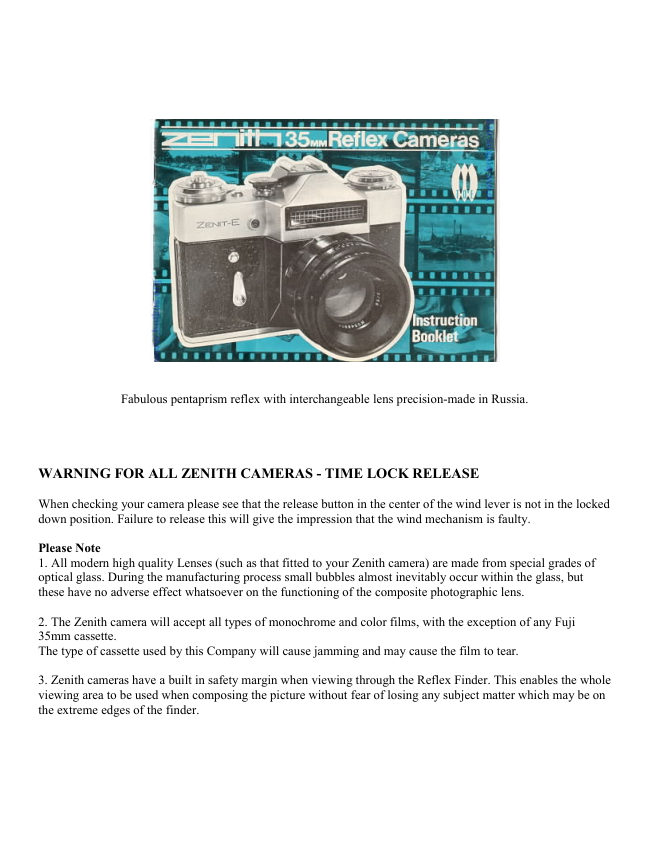 Zenith E manual cover