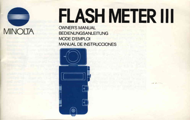 Minolta Flash Meter III manual cover