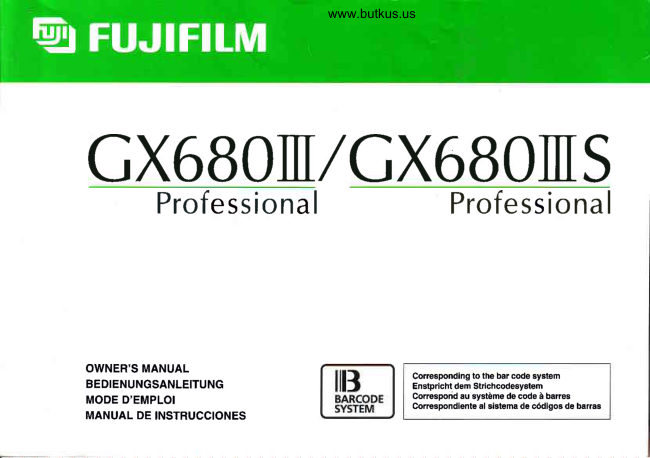 Fujifilm GX680III / S manual cover