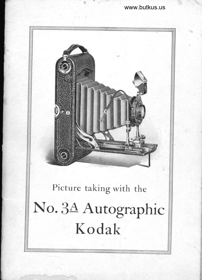 Kodak No. 3A AutographicF/7.7 Anstigmat lens manual cover