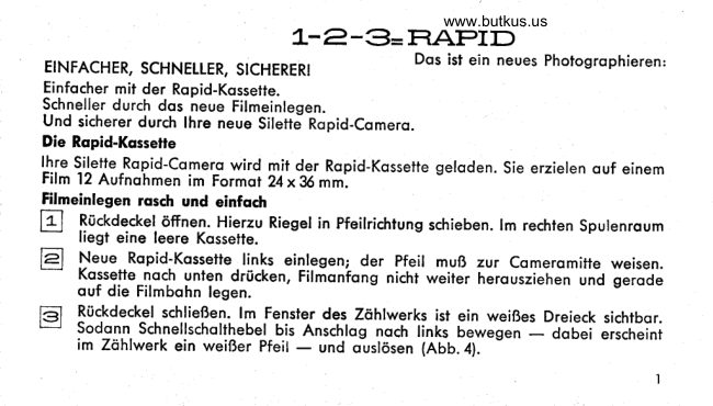 Agfa Stilette Rapid I manual cover