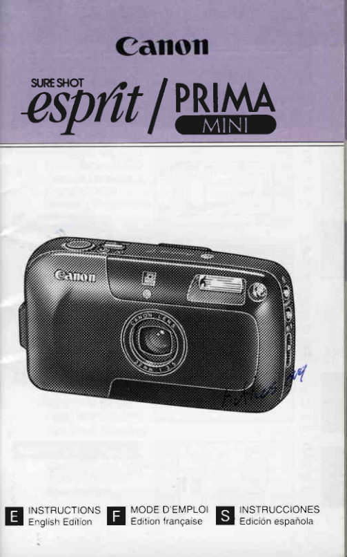 Canon Sure Shot esprit / Prima Mini manual cover