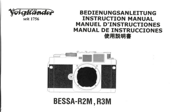 Voigtlander BESSA-R2M, R3M manual cover