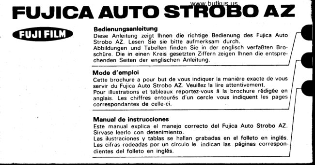 Fujica Auto Strobo Az manual cover