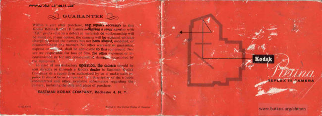 Kodak Retina Reflex III manual cover