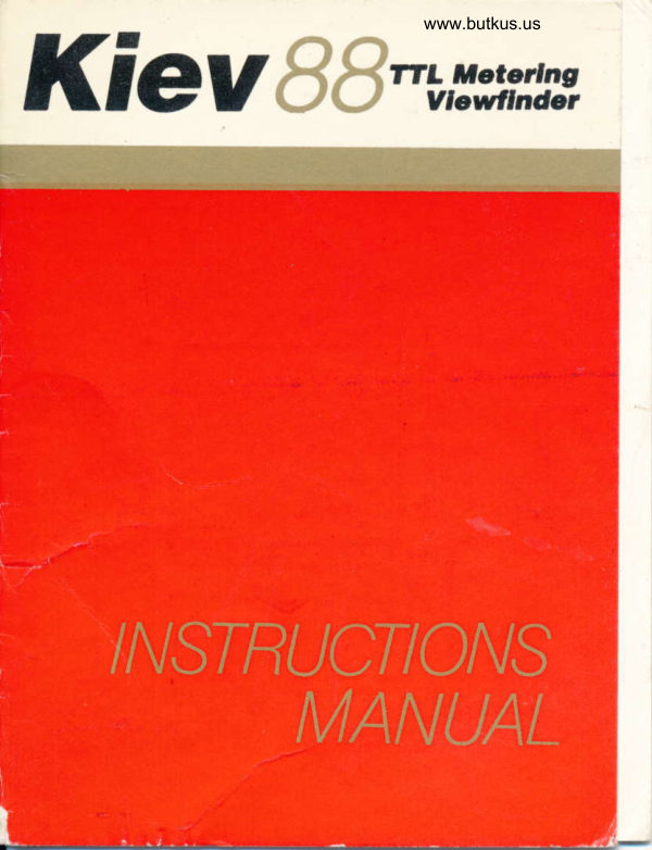 Kiev 88 TTL Meter / Viewfinder instructions manual cover