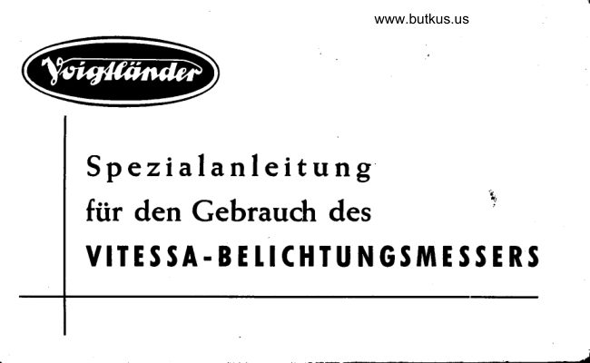 Voigtlander Vitessa Belichtungsmessrs manual cover