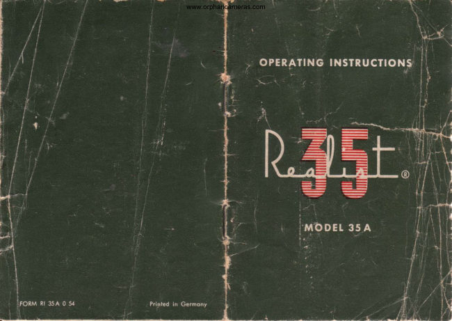 Realist Model 35A manual cover