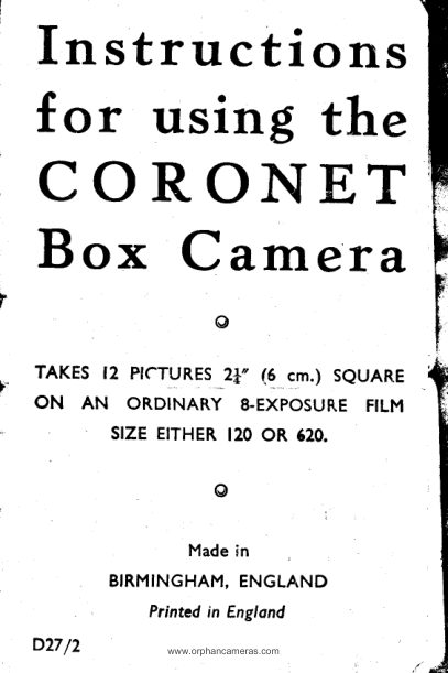 CORONET BOX Camera manual cover