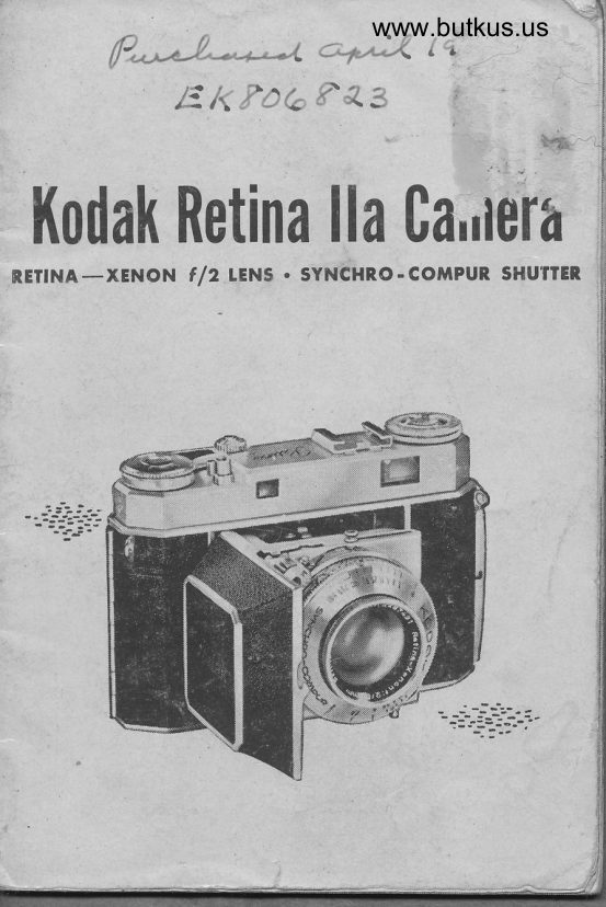 Kodak single page B&W manual cover