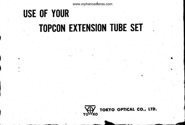 Beseler Use of your Topcon Extension Tube Set manual cover