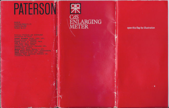 Paterson CDs Enlarging Meter manual cover