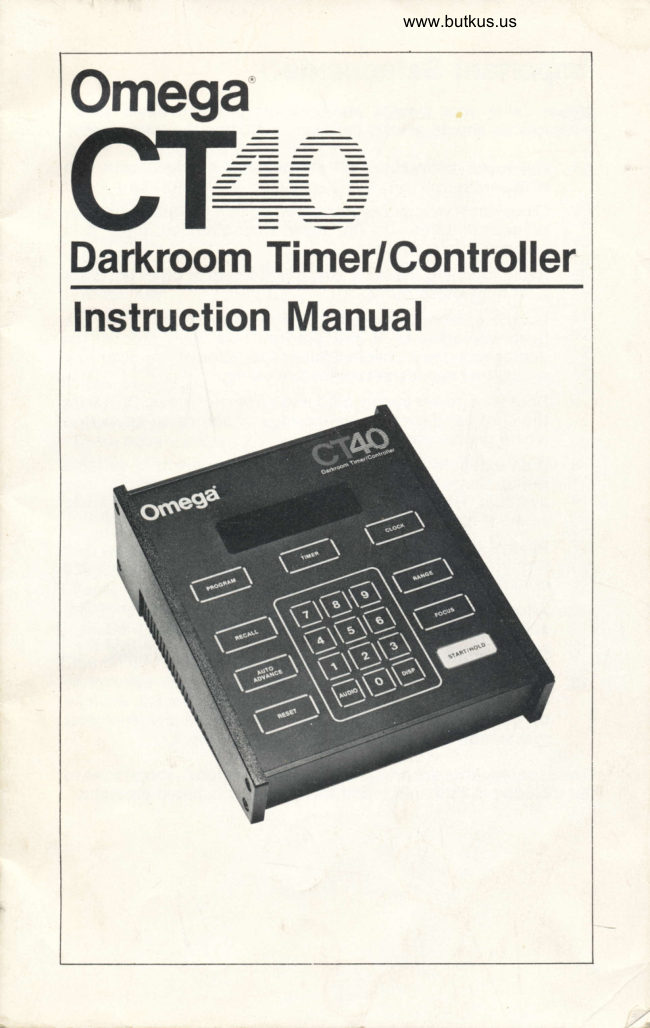 Omega CT40 Darkroom Timer manual cover