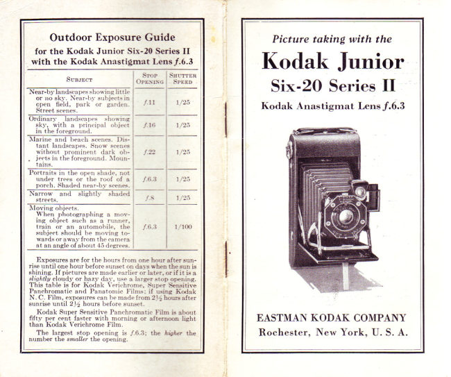 Kodak Junior Six-20 Series II manual cover