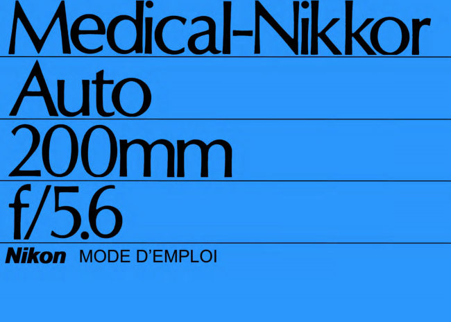 Nikon MEDICAL NIKKOR 200 manual cover