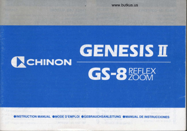Chinon Genesis II Gs 8 PT1 manual cover