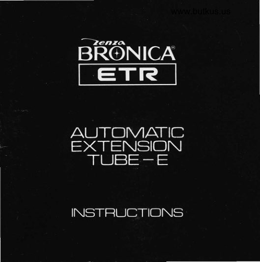 Bronica ETR Auto Ext Tubes E manual cover