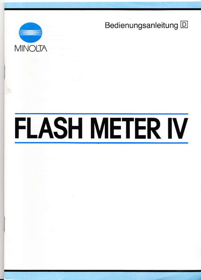 Minolta Flash Meter IV Anleitung manual cover