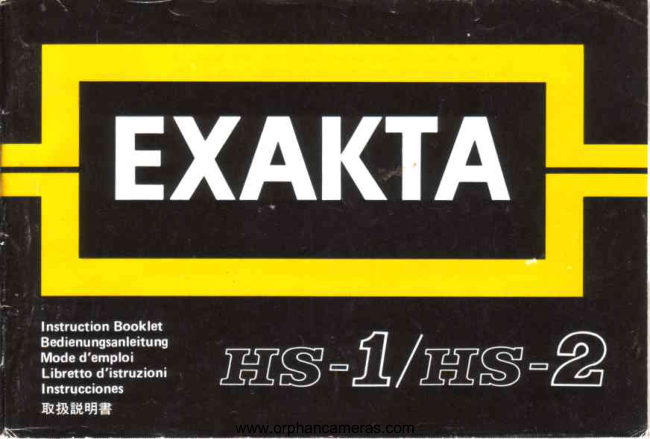 Exakta Hs 1 Hs 2 manual cover
