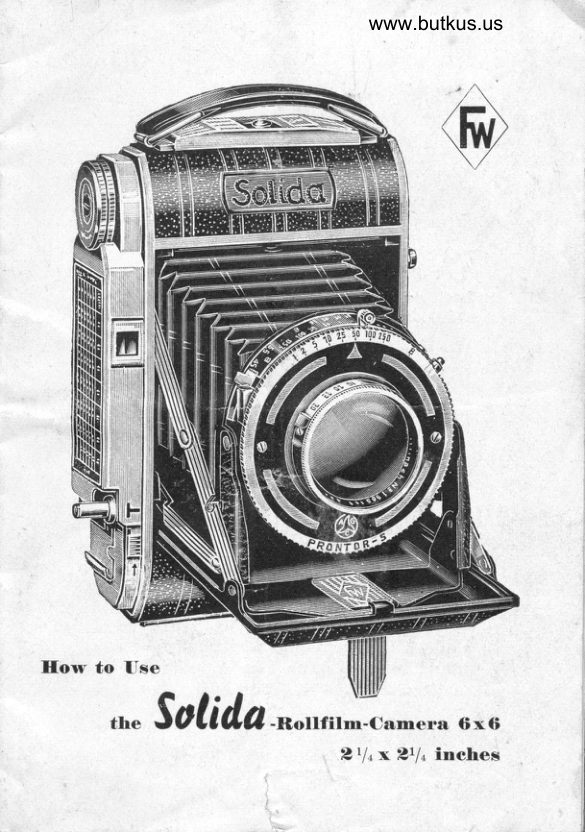 Soldia rollfilm 2 1/4 x 2 1/4 manual cover
