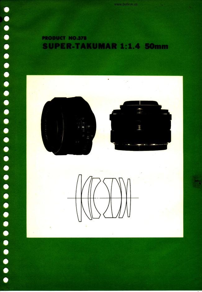 Pentax Super Takumar 50mm F1.4b manual cover