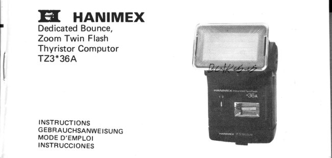 Hanimex TZ3 / 36A manual cover