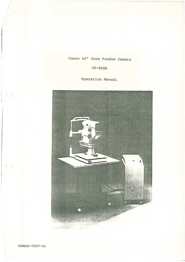 Canon Fundus - donated to site manual cover