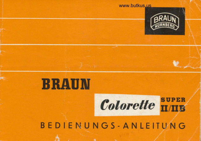 Braun Colorette Super II BL manual cover
