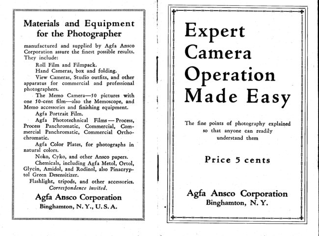 Expert Agfa Ansco camera operation manual cover